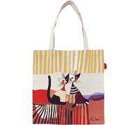 Signare Flache Tragetasche, Rosina Wachtmeister Katzen-Design, Gelbe und Rote Streifen, Einheitsgroesse, Unisex-Erwachsene