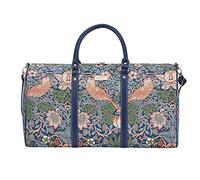 Signare Gobelin-Gepäcktasche für Reisen und Sport/große Reisetasche für Damen Sporttasche Damen mit William Morris Designs (Erdbeerdieb Blau) (BHOLD-STBL)