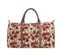Signare Gobelin-Gepäcktasche für Reisen und Sport/große Reisetasche für Damen Sporttasche Damen mit Blumenmustern (Mohn) (BHOLD-POP)