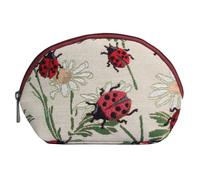 Signare Gobelin-Kosmetiktasche, Kulturbeutel, Make-up-Tasche f r Damen mit Marienk fer-Blumendesign (COSM-LDBD)