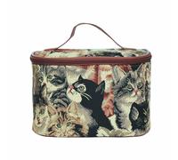 Signare Gobelin-Kulturtasche, Make-up-Organizer für Damen mit Katzen-Print-Design (TOIL-CAT)