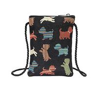 Signare Gobelin Mini Crossbody Bag Damen Geldbörse Handytasche in Tiermotiven (Verspielter Welpe)