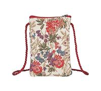 Signare Gobelin Mini Crossbody Tasche Damen Geldbörse Handytasche (Blumenwiese)