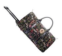 Signare Gobelin-Reisetasche, Übernachtungstaschen, Wochenendtasche mit Rad für Damen, mit Gartenblumen und Kreaturen (Morning Garden Black, Pull-MGDBK)
