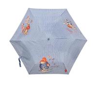 Signare Paddington Bear Classic Marmalade kompakter faltbarer Regenschirm mit Hülle und Handschlaufe, hellblau und weiß gestreift, blau