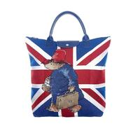 Signare Paddington Bear Union Jack Tapisserie Faltbare Tasche Shopper Handtasche Geschenk - Einheitsgröße, rot, Medium