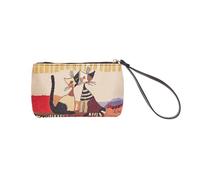 Signare Rosina Wachtmeister, Gobelin-Katzen-Design, dekorative Clutch aus Segeltuch mit Lederriemen (Resina Cat Cappia, WRIS-RWC-COPPIA)