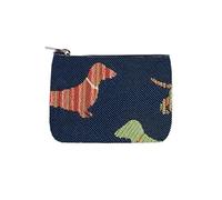 Signare Tapisserie Blau Reißverschluss Münzbörse für Frauen Mehrfarbig Dackel Wurst Hund Design Kleine & Leichte Kleingeldtasche Einfach zu Tragen, mehrfarbig, W 12cm x H 8cm x D 1cm,
