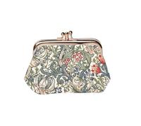 Signare Tapisserie Golden Lily Frame Coin Purse for Women - Double Compartment with Kiss Lock & Gold Hardware, Beige, B 12 x H 8 x T 4.5, Rustic, Beige, B 12 x H 8 x T 4.5, Rustic, Beige, W 12 x H 8 x