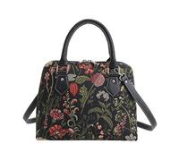 Signare Tapisserie Handtaschen Damen, Umhängetasche damen schultertasche damen und Umhängetaschen damen mit Garten Designs (Morgengarten Schwarz)