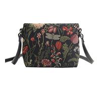 Signare Tapisserie Kleine Handtasche Damen, Umhängetasche Damen, Schultertasche Damen mit Garten Designs (Morgengarten Schwarz)