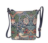 Signare Tapisserie Kleine Tasche Damen, Handtasche Damen Klein, Reisepass Tasche, Mini Handtasche (Erdbeerdieb Blau)