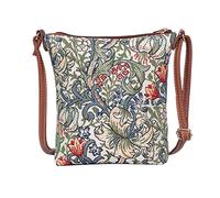 Signare Tapisserie Kleine Tasche Damen, Handtasche Damen Klein, Reisepass Tasche, Mini Handtasche (Goldene Lilie)