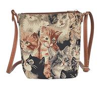 Signare Tapisserie Kleine Tasche Damen, Handtasche Damen Klein, Reisepass Tasche, Mini Handtasche (Katze)