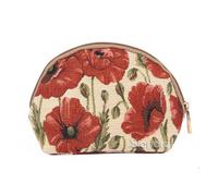 Signare Tapisserie Kosmetiktasche klein, schminktasche Damen und kulturtasche Damen mit Blumenmustern (Mohn)