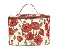 Signare Tapisserie kulturtasche,Damen, Make up Tasche, Kosmetikkoffer, Make up aufbewahrung mit Blumenmustern. (Mohnblume)