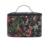 Signare Tapisserie kulturtasche,Damen, Make up Tasche, Kosmetikkoffer, Make up aufbewahrung mit Garten Designs (Morgengarten Schwarz)
