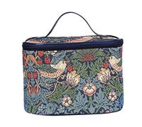 Signare Tapisserie kulturtasche,Damen, Make up Tasche, Kosmetikkoffer, Make up aufbewahrung mit William Morris Designs. (Erdbeerdieb Blau)