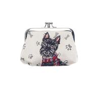 Signare Tapisserie-Münzgeldbörse für Damen, niedlich, exquisit, Doppeltasche, Kussschloss, Tier- und Haustier-Design (Scottie)