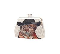 Signare Tapisserie, niedlich, exquisit, Doppeltasche, Kussschloss, Münzgeldbörse für Damen, mit Tier- und Haustier-Design (magische Katze)