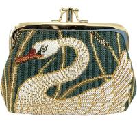 Signare Tapisserie, niedlich, exquisit, Doppeltasche, Kussschloss, Münzgeldbörse für Damen, mit Tier- und Haustier-Design (Schwan)