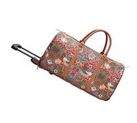 Signare Tapisserie Reisetasche mit Rollen, Trolley-Reisetasche, Sporttasche mit Rollen, Rollenreisetasche mit William Morris Designs (Erdbeerdieb Rot)