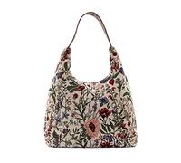 Signare Tapisserie Umhängetasche Damen, Shopper Damen Groß, Strandtasche Groß mit Blumenmustern (with Floral Designs) (Morgengarten) (HOBO-MGD)