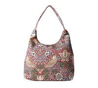 Signare Tapisserie Umhängetasche Damen, Shopper Damen Groß, Strandtasche Groß mit William Morris Designs (Erdbeerdieb Rot) (HOBO-STRD)