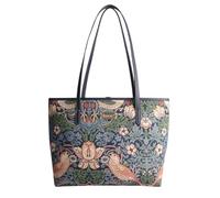 Signare William Morris Strawberry Thief Gobelin Tote Schultertasche - Klassische Kunst & Handwerk Vogel- und Blumen-Design - stilvoll & langlebig (Strawberry Thief Blue, COLL-STBL)