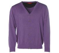 SIGNUM Herren Strickjacke Jacke Cardigan V-Ausschnitt Pima Cotton Lila M