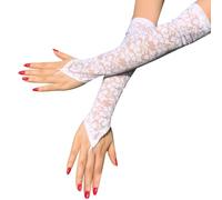 Sihaby Floral Lace Handschuhe für Frauen,Lange fingerlose Armstulpen, Flapper Lace Handschuhe für Oper Abend Hochzeit Tee Party Prom Cosplay 1920er