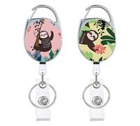 Silars Schlüsselanhänger Ausziehbar, 2 Stücke Faultier Ausweishalter Einziehbarer Schlüsselrolle mit Karabiner, Schlüsselkette Ausziehbar mit 65cm Stahldrahtseil, für Schlüssel, Ausweis (02)