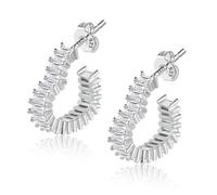 Silber 925 Creolen Herz Ohrringe Damen, ASH'S CHOICE Silber 925 Ohrringe Hängende Zirkon Strass Glitz Herz Creolen Klobig Dick Leicht Kleine Huggie Kreolen Silber Herzform Ohrringe mit Herz Anhänger