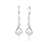 Silber 925 Hängeohrringe Damen, Lang Sterling Silber Ohrringe Hypoallergen Brillant Zirkonia Infinity Diamant Ohrhänger für Damen