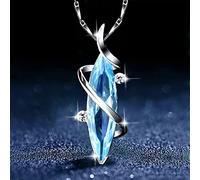 Silber 925 Halskette für Frauen Aquamarin Anhänger Schmuck mit Edelsteinen weibliche Wassertropfen geformte Halsverzierungen