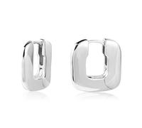 Silber 925 Kleine Creolen Ohrringe Damen, Sterling Silber Klobige Ohrringe Quadratische Creolen Ohrringe Flache Creolen Hypoallergener Mini Breit Ohrringe Schmuck Geschenke 20 mm