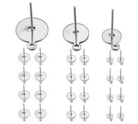 Silber 925 Ohrringe 24 Stück Ohrstecker Silber Hypoallergen Ohrringe Selber Machen Set Anti-Oxidation Orbicular Flache Ohrstecker Rohlinge Damen Geschenke für Mehrere Piercings 4/6/8 mm