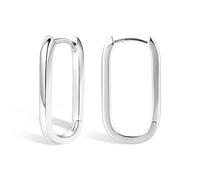 Silber 925 Ohrringe für Damen, Kleine Eckig Creolen Hypoallergen Huggie Breit Oval Rechteckig für Mädchen