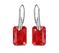 Silber 925 Ohrringe Hängend für Damen Mit Kristallen Rechteckig - Schmuck für Sie, Mädchen - Geschenk für Eine Frau Handmade (Light Siam)