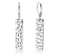 Silber 925 Ohrringe Hängend, Hypoallergen Hammered Ohrringe Sterling Silber 925 Französische Ohrhaken Anhängerohrring Lange Hammer Säule Baumelnde Ohrring Ohrhänger Boho Schmuck für Damen Frauen