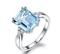 Silber 925 Schmuck Ring Aquamarin Edelstein Ringe Für Frauen Echt 925 Sterling Silber Weiblichen Schmuck Ring 7 Blau