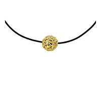 Silber Anhänger "Nugget" Goldschmiedearbeit aus Deutschland - Kugel (Sterling Silber 925 vergoldet) mit Kautschuk Collier inklusive Verlängerungs-Kettchen