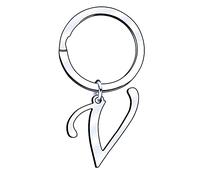 Silber Buchstabe A-Z Schlüsselanhänger für Schl für Damen Herren Frauen Männer A B C D E F G H I J K L M N O P Q R S T U V W X Y Z Edelstahl Alphabet Initial Schlüsselanhänger (22V)