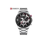 (Silber) Curren Fashion Quarzuhren Herren Casual Sport Armbanduhr mit Edelstahl Chronograph Zifferblatt