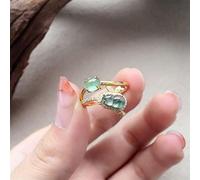 Silber eingelegter Kristall natürlicher Hetian Jade-Kürbis-Öffnung Einstellbarer Ring Damen Schmuck Hochzeitszubehör (Gem Color : Green, Ring Size : Resizable)