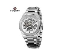(Silber) FORSINING Uhren Herren Wasserdicht Edelstahl Automatische Kette Armbanduhr Skelett Mechanisch