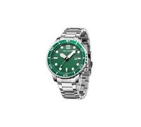 (Silber grün) Herrenuhren Luxus Analoguhr mit Datumsanzeige Wasserdicht Silikon Kautschukarmband silber