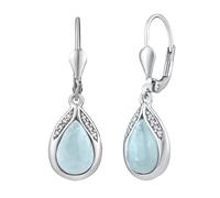 Silber-Hängeohrringe mit natürlichem Aquamarin