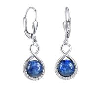 Silber-Hängeohrringe mit natürlichem blauen Kyanit.