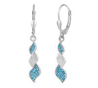 Silber-Hängeohrringe, verziert mit blauen Zirkonen
